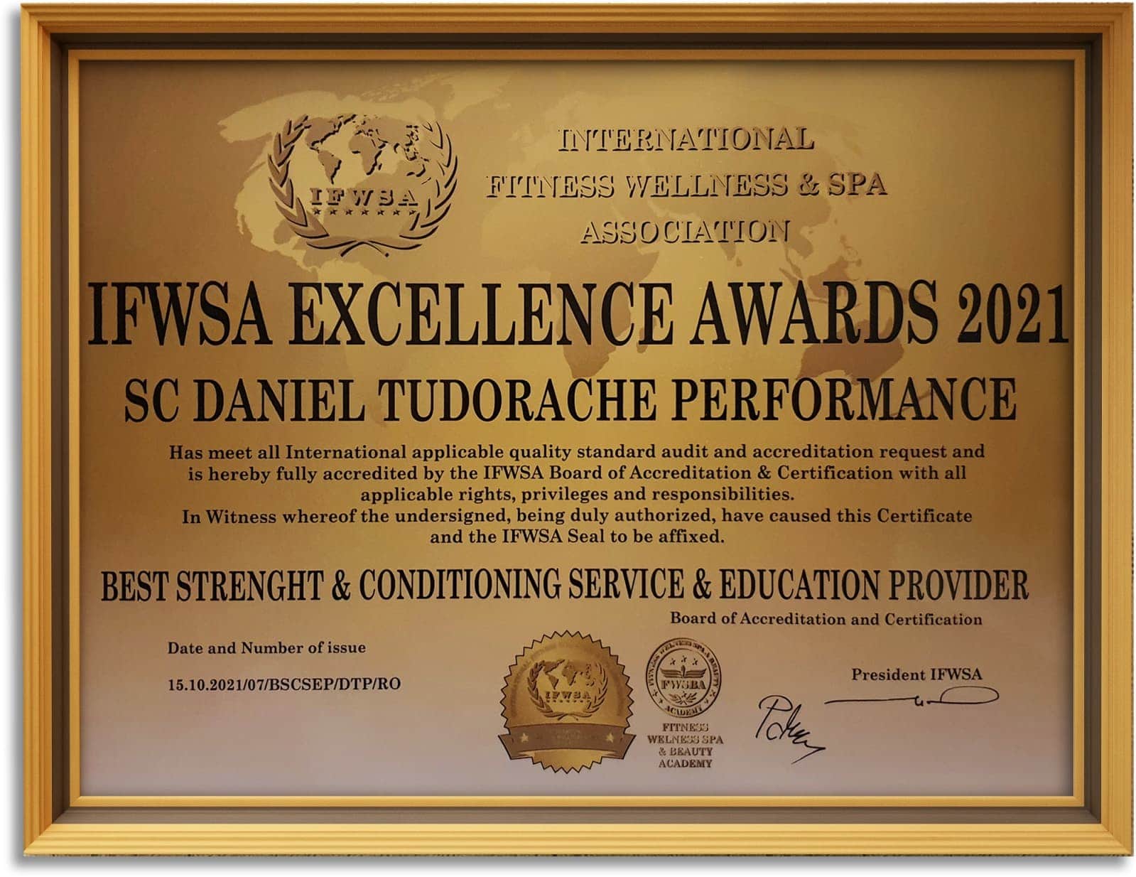 Diploma Excelenta Daniel Tudorache IFWSA